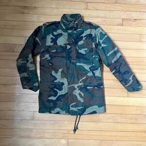 Rothco Woodland Camo M-65 Field Jacket Military Style Coat Green Brown  M